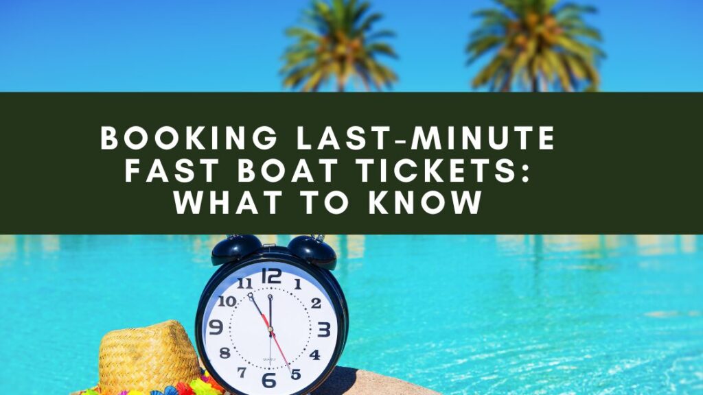 A black alarm clock is sitting on a rock near a pool. The clock's hands are pointing to 11:12. Behind the clock is a straw hat adorned with colorful beads. The background shows a pool with clear blue water and palm trees swaying in the breeze. The sky is bright blue.